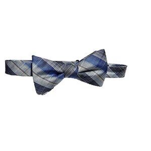 Madison Mens Bowtie Blue Check Adjustable Tie Business Casual Party Wedding